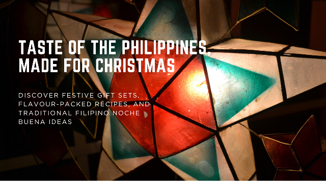 Decorative lantern with geometric design and text about Christmas in the Philippines.