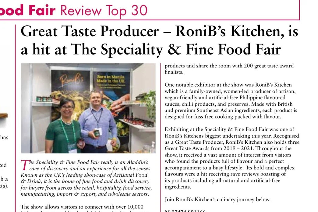 Great Taste Producer – RoniB’s Kitchen, is a hit at The Speciality & Fine Food Fair